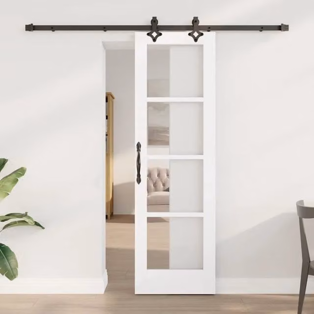 Porta scorrevole moderna vidaXL ORKDAL in legno e vetro, Bianco e Nero, L: 61 cm, H: 198,5 cm