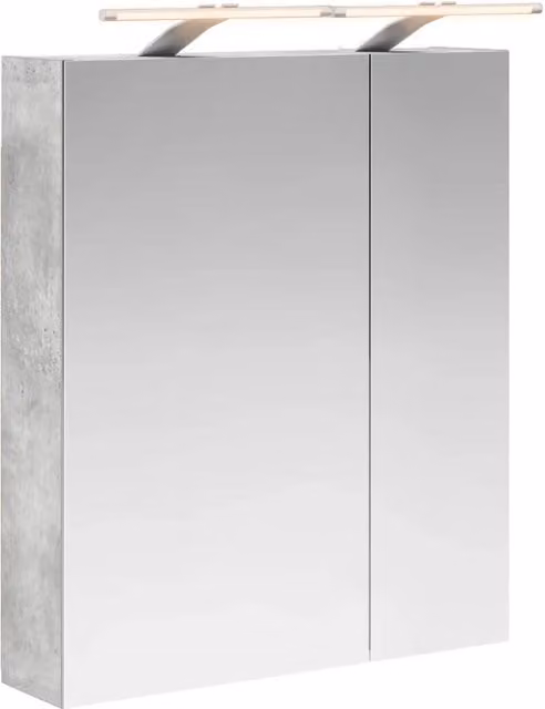 Mobiletto da bagno con specchio e illuminazione LED vidaXL, colore grigio, con ripiani interni e montaggio a parete – 1