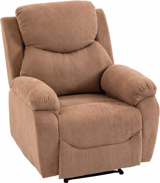 Poltrona Reclinabile Relax Design In in Tessuto Marrone con Braccioli Imbottiti e Struttura in Metallo