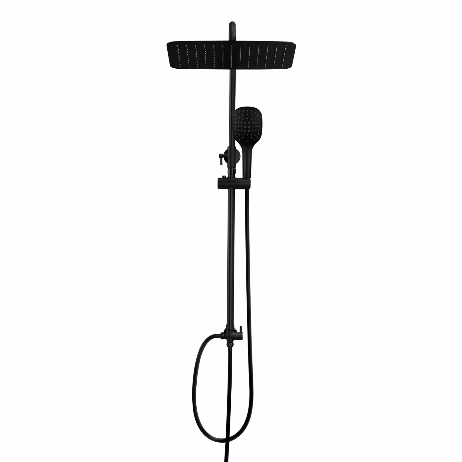JOHO Colonna Doccia idromassaggio Soffione Nero Opaco Acciaio Inox 304 Colonna Doccia Senza Miscelatore Set Doccia Pioggia Doccetta Soffione 35x25cm