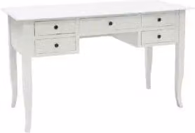 Scrivania scrittoio in legno Shabby chic 5 cassetti bianca