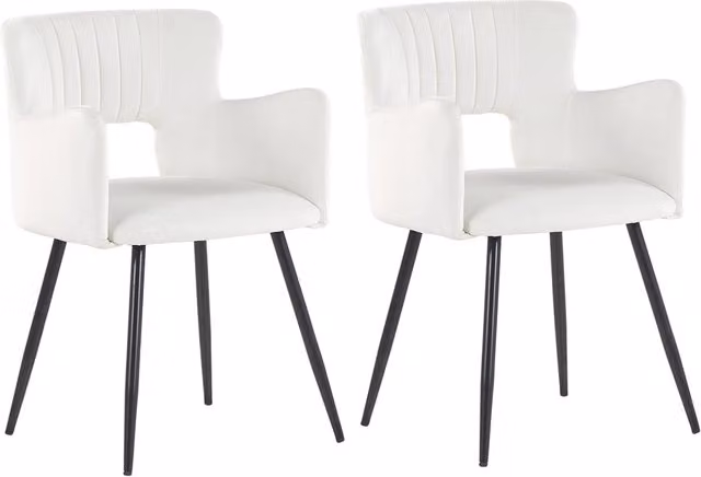 Set di 2 sedie da pranzo BELIANI in velluto bianco con braccioli e gambe in metallo stile industriale moderno