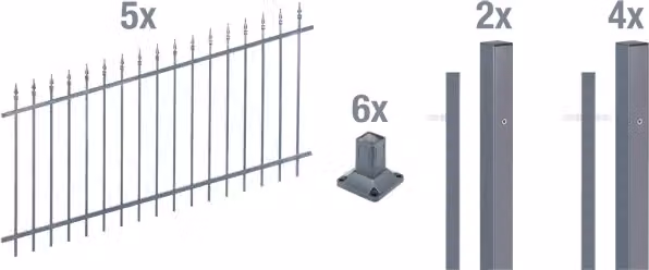 Alberts 511685 Kit completo per recinzione, modello a pannelli regolabili, da fissare, colore antracite, altezza 100 cm, lunghezza 10 metri