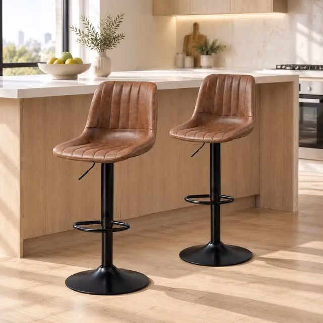 Set di 2 sgabelli da bar 43 x 49,5 x 111 cm marroni - girevoli regolabili