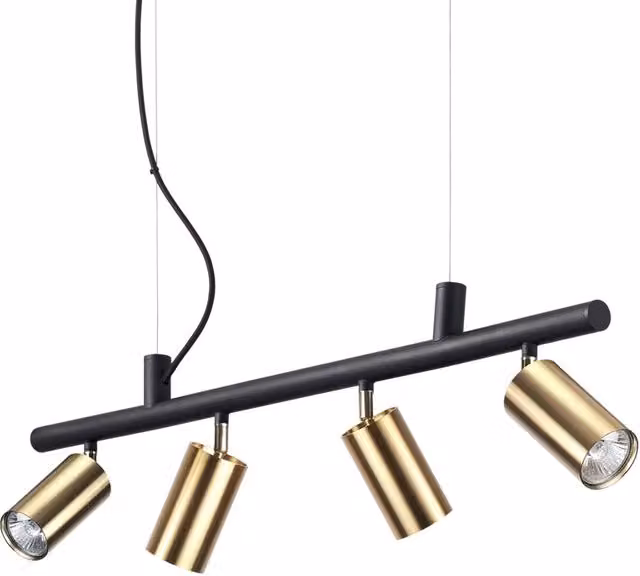 Lampadario moderno Dynamite IDEAL LUX in metallo ottone con 4 luci GU10 a luce calda