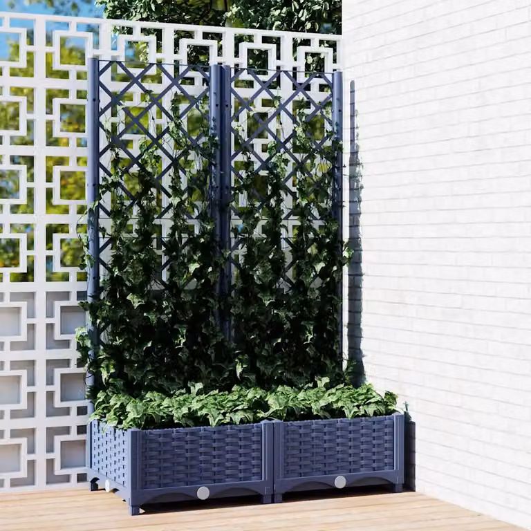 Fioriera da giardino con traliccio per piante rampicanti vidaXL, blu grigio, L 80 cm x P 40 cm x H 121,5 cm