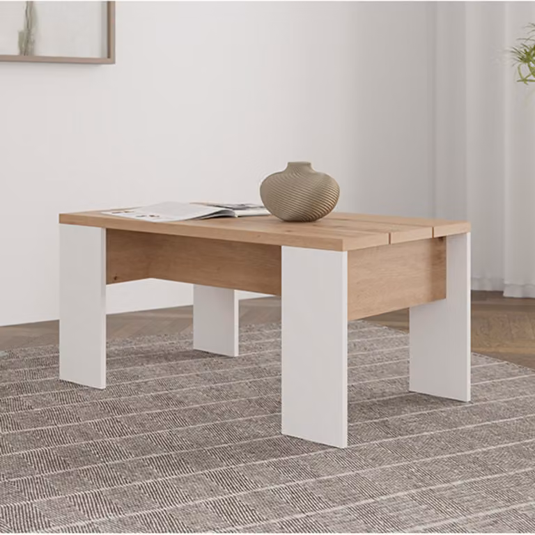 Riposto - Tavolino da Salotto, 90x50x43h cm Marrone Rovere Nodi, Forma Rettangolare