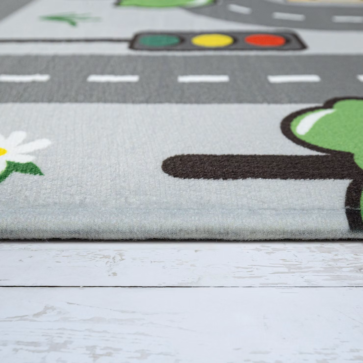 Tappeto rotondo Chiko per bambini lavabile antiscivivente grigio e verde diametro: 150 cm – 3
