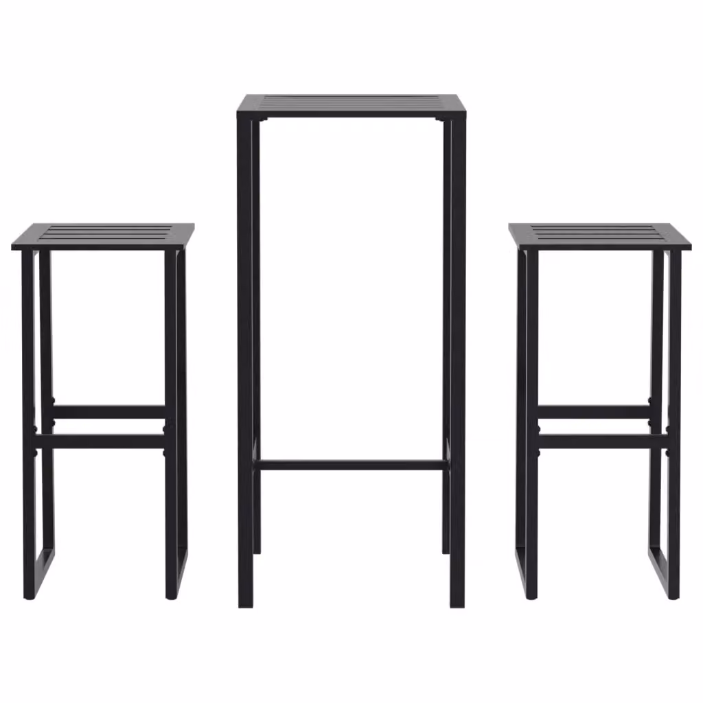 Set Bar da Giardino vidaXL in Acciaio Verniciato a Polvere Nero 3 Pezzi – 2