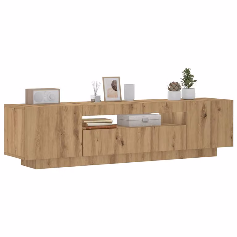 vidaXL Mobile Porta TV Moderno in Legno Marrone con Illuminazione LED Integrata L/P/H: 160 x 35 x 40 cm