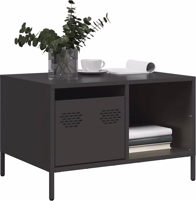 Maison Exclusive - Tavolino nero 68,5x50x43,5 cm Acciaio laminato a freddo