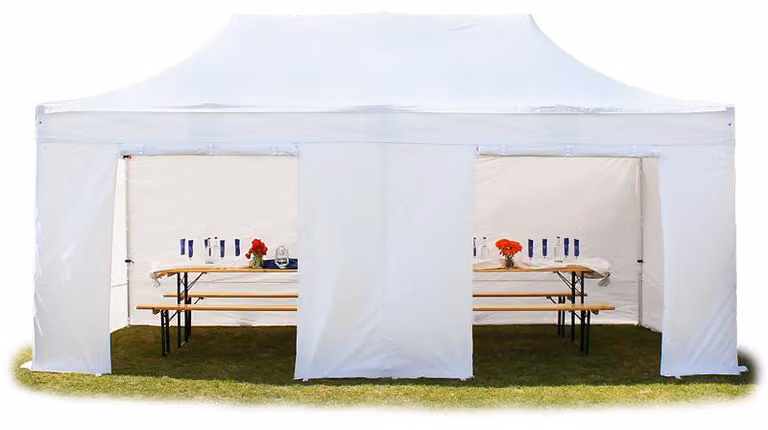 TOOLPORT 3x6m gazebo pieghevole PVC con laterali, PROFESSIONAL alluminio, bianco