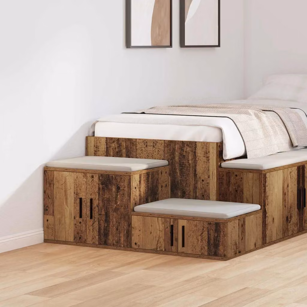 Set di 2 armadi vidaXL in legno effetto legno vecchio marrone con ante a battente e ripiani interni L: 108 cm, P: 41 cm, H: 40 cm