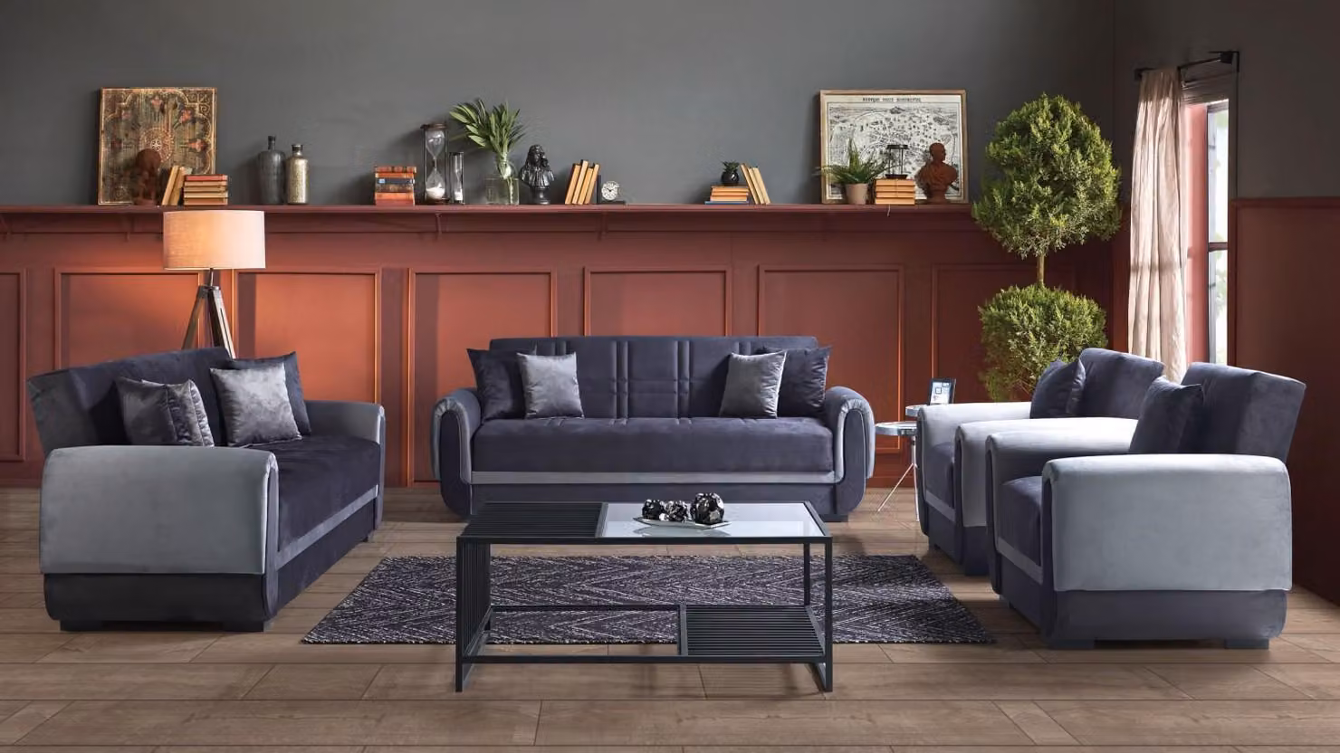 Sofagarnitur 3+2+1+1 Sitzer Textil Modern Komplett Sessel Sofa 3 Sitzer Luxus