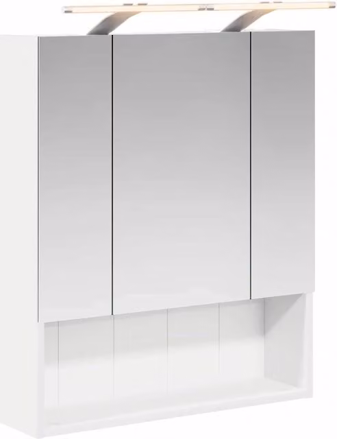 Mobiletto per specchio da bagno DESIGN IN Bianco con illuminazione LED e ripiani interni, L: 60 cm, P: 14.5 cm, H: 70 cm