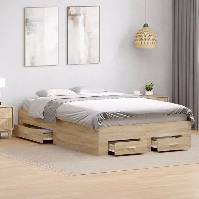 Struttura del letto-Giroletto Marrone 140 x 200 cm Legno multistrato 447989