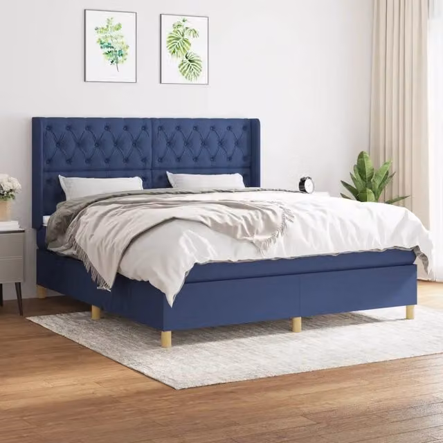 Letto Ibrido con Giroletto a Molle e Materasso vidaXL, Blu e Bianco, L/P: 160 x 200 cm