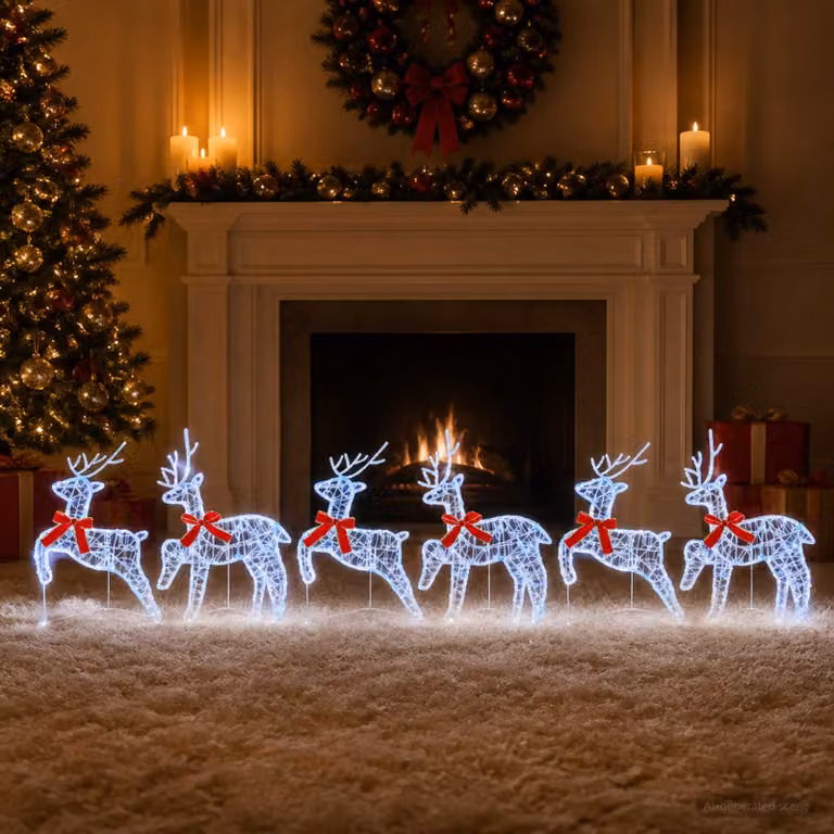 vidaXL Renna di Natale 6 pz 80 LED Blu 43 x 19 x 65 cm