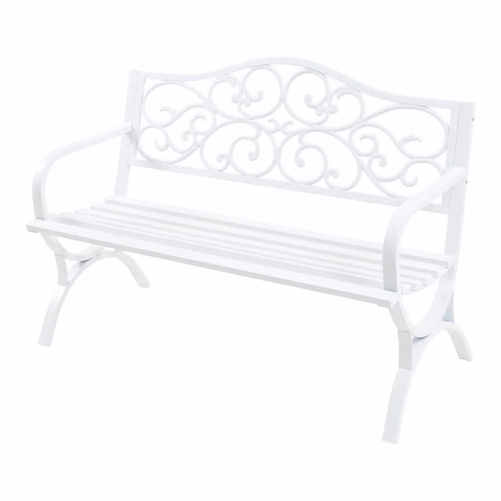 Panca da Giardino Utav con Schienale e Braccioli in Acciaio Bianco casa.pro – 2
