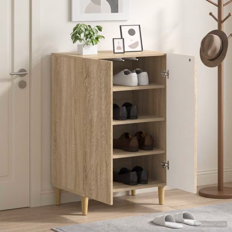 Mobile porta scarpe DELFT vidaXL in Rovere Sonoma, L: 59,5 cm, P: 39,5 cm, H: 90 cm