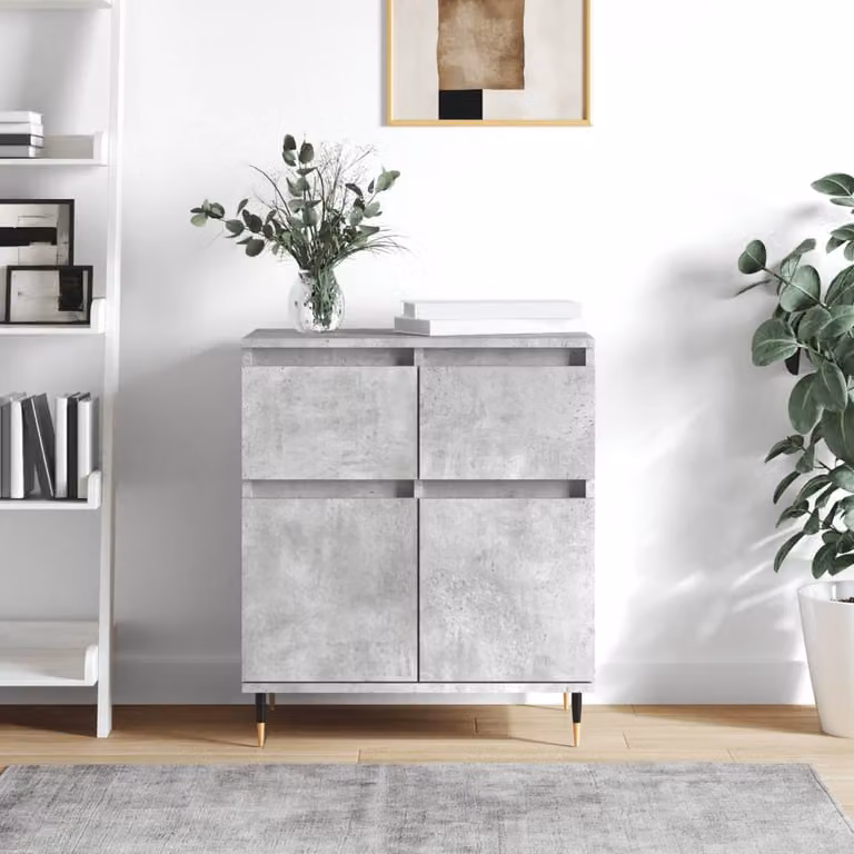 Credenza moderna vidaXL in legno e metallo, Grigio, L 60 cm x P 35 cm x H 70 cm
