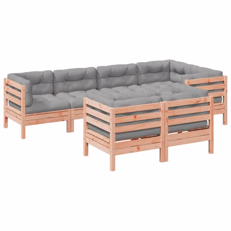 Set Divani Giardino 7 pz Cuscini Legno Massello Abete Douglas
