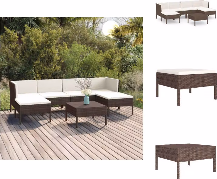 vidaXL set da salotto da giardino 7 pezzi con cuscini in poly rattan marrone - Set di mobili da giardino