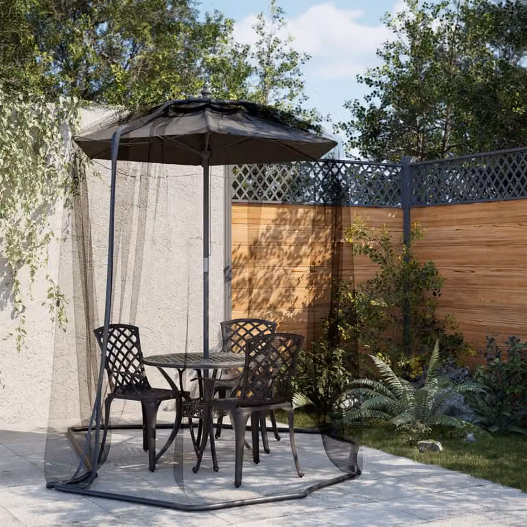 vidaXL Zanzariera per Ombrellone in Poliestere Nera Φ300 x H 230 cm