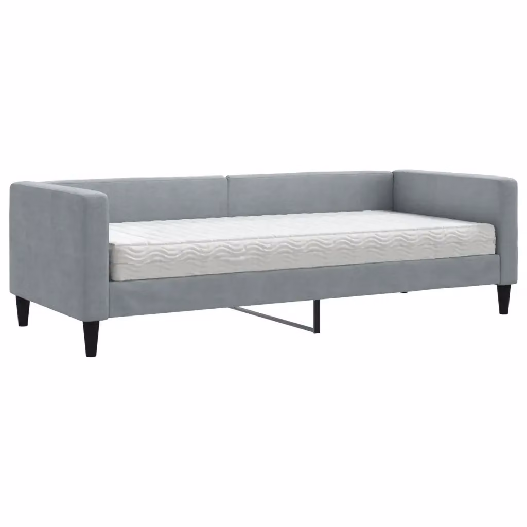 Divano Letto vidaXL Grigio con Materasso per Soggiorno e Camera da Letto – 2