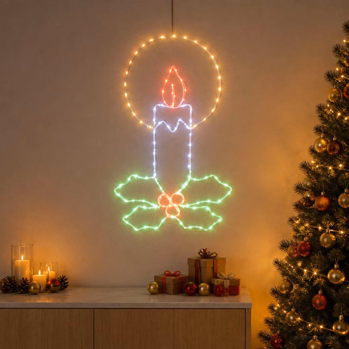 vidaXL Candela natalizia a tubo luminoso LED con agrifoglio LOVIISA