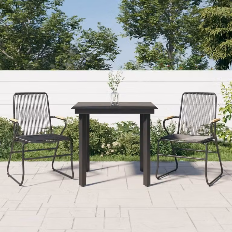 Maison Exclusive - Set da pranzo da giardino a 3 pezzi in rattan PVC nero