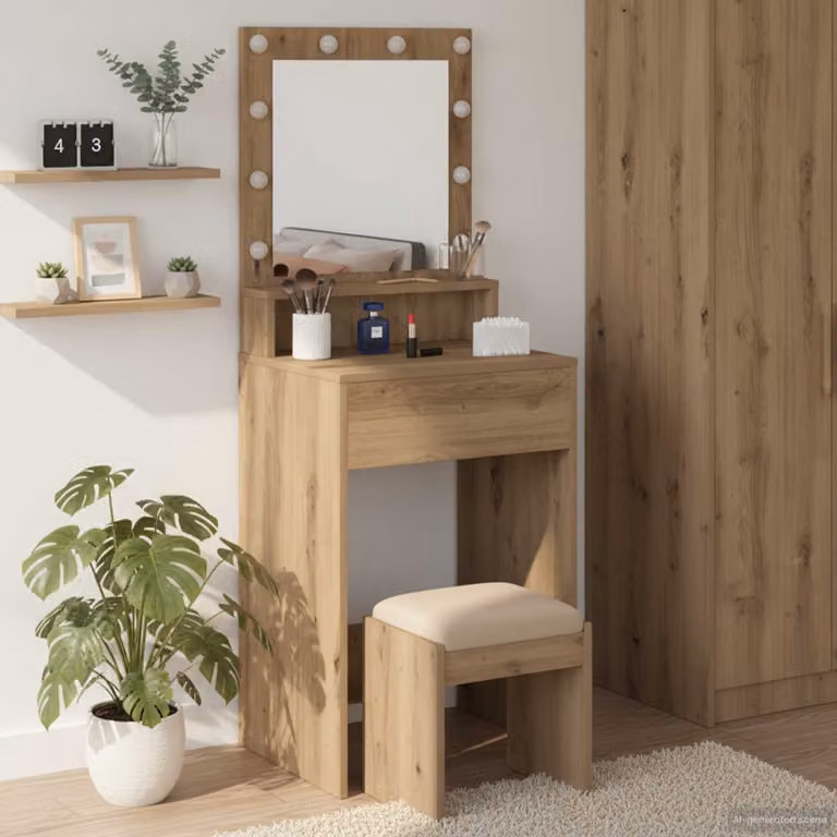 vidaXL Tavolo da Trucco Moderno in Legno Rovere Marrone L 50 cm, P 41 cm, H 135 cm