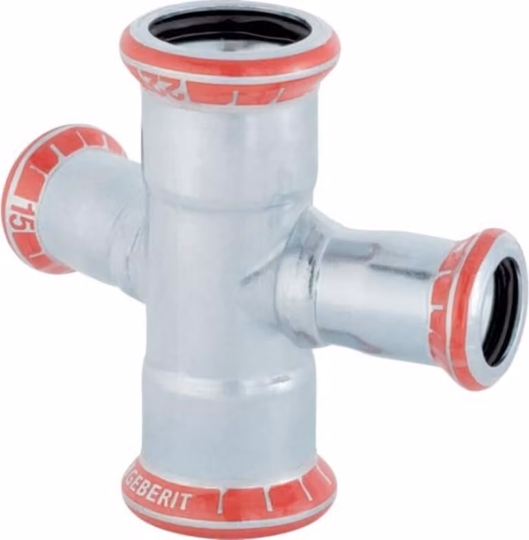 Traversa Geberit Mapress Acciaio al carbonio d 22x15mm, 30Gr, rosso, zincato esternamente