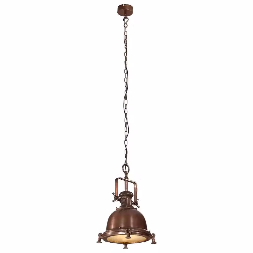 Lampada a sospensione industriale vidaXL in alluminio e vetro color rame e bronzo, H x L x P: 153 x 35 x 35 cm – 2