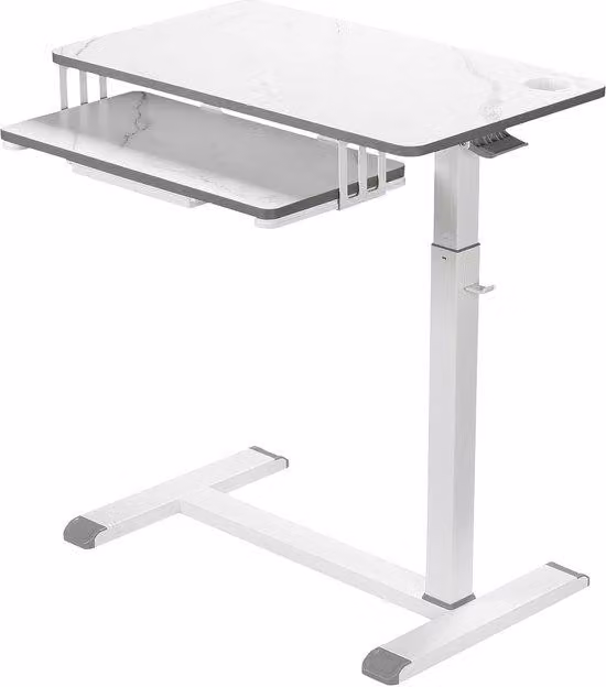 Tavolino portatile e flessibile per laptop con rotelle e supporto per tastiera, per uso domestico