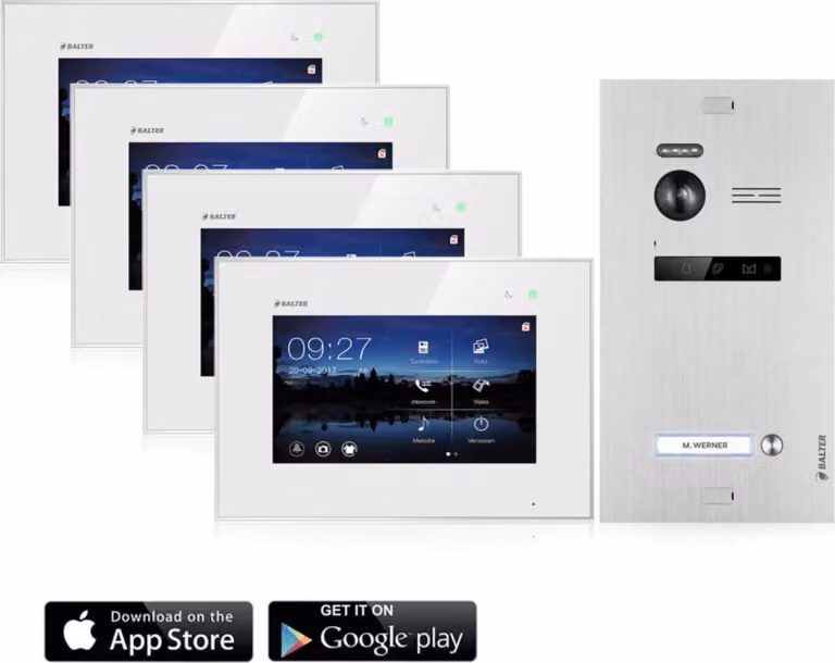 Videocitofono Balter EVO WLAN con app per smartphone per casa monofamiliare, 4x monitor