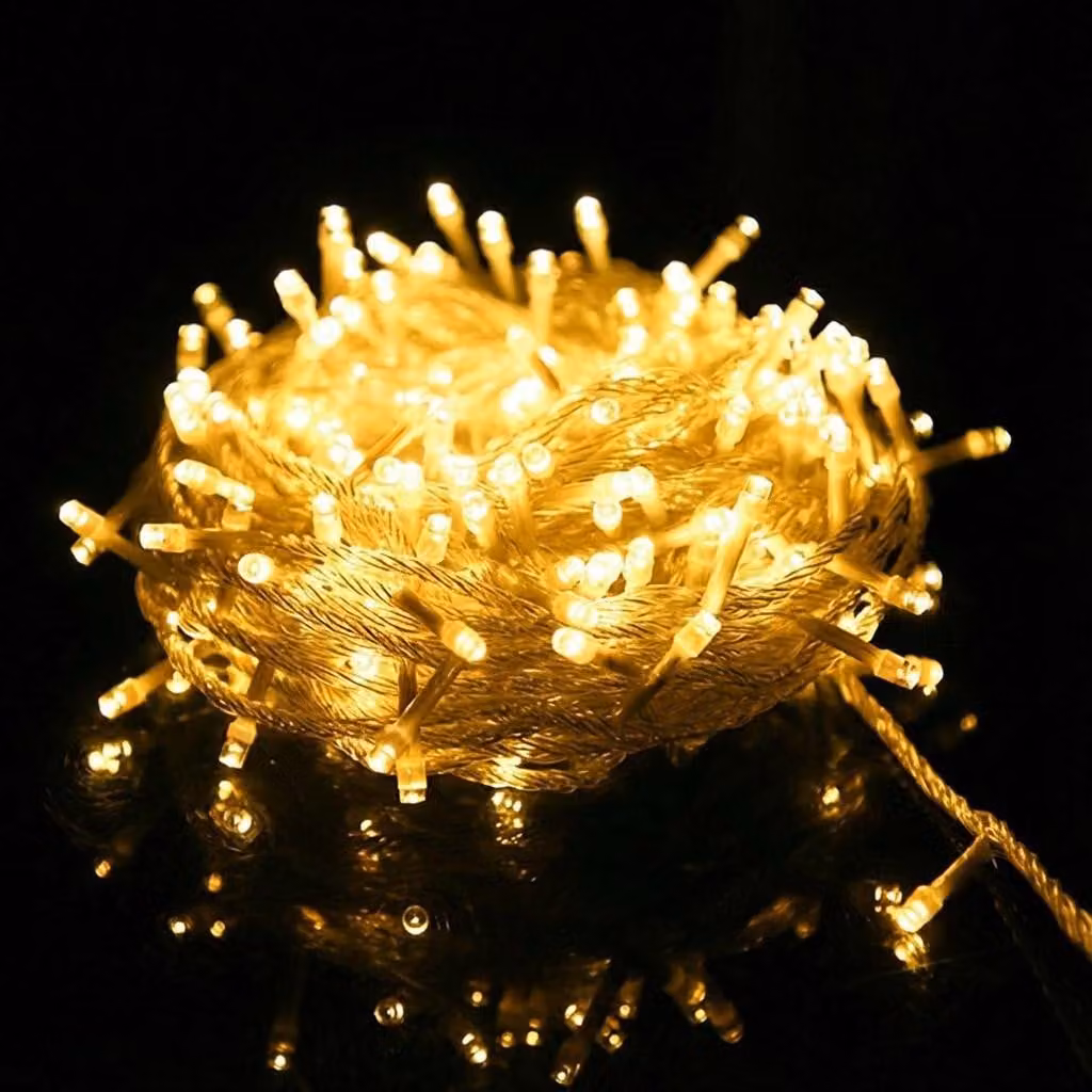 10M 100LEDs 8 Modes Fairy Lights Potenza LED Natale Fairy Lights Cavo trasparente Camera Decorazione Luce Festa Giardino Albero di Natale Illuminazione, Giallo