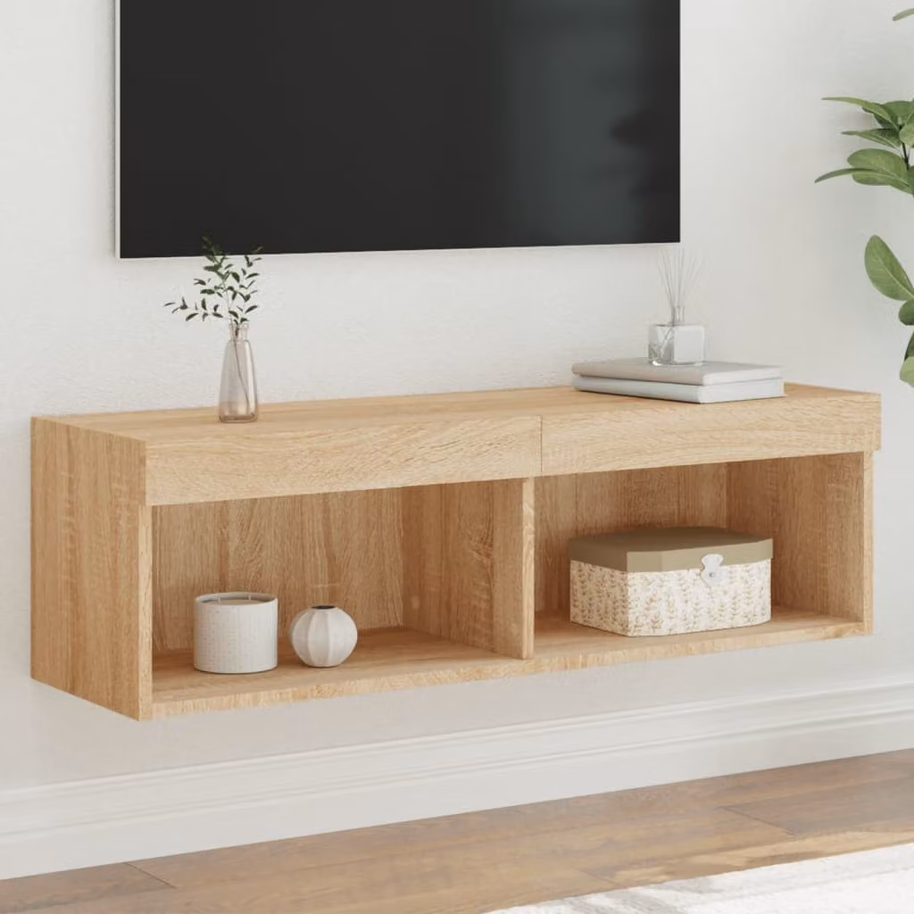 vidaXL Mobile Porta TV con Luci LED Integrata in Rovere Sonoma Marrone L: 100 cm, P: 30 cm, H: 30 cm