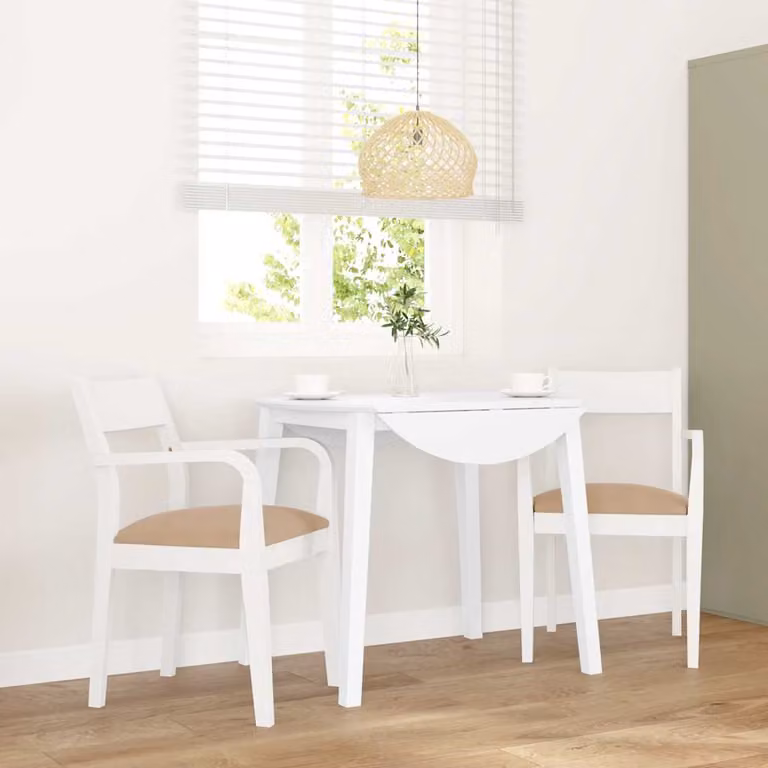 Set di 2 sedie da pranzo con cuscini vidaXL in legno di hevea bianco e marrone con braccioli
