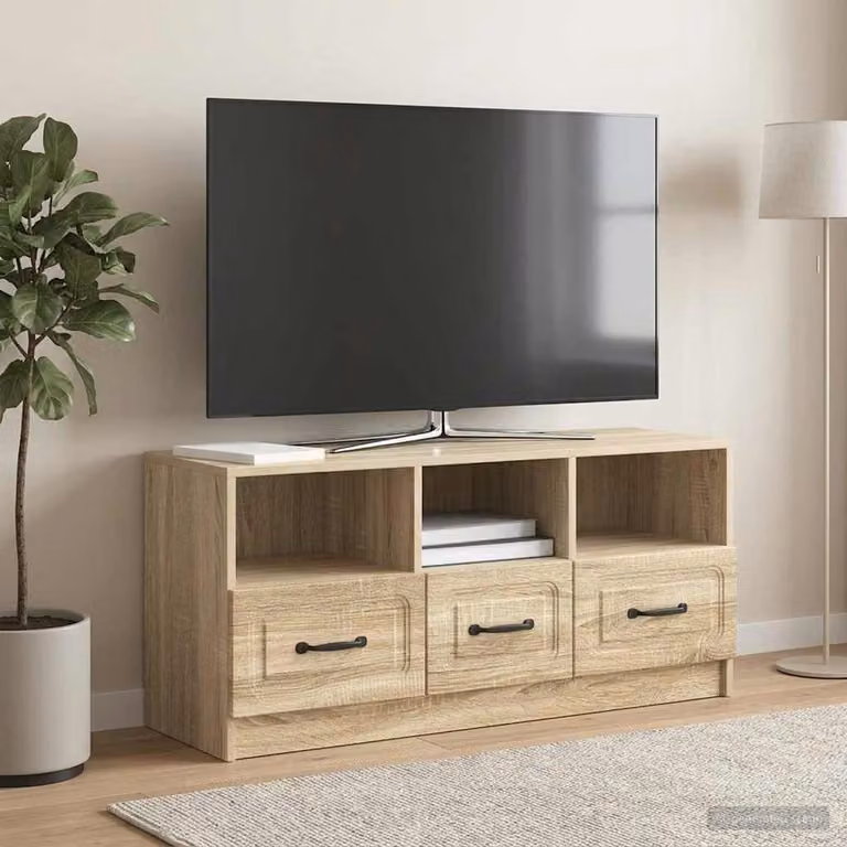 Mobile TV vidaXL in Rovere Sonoma e Metallo, Marrone, L 102 x P 34,5 x H 47 cm