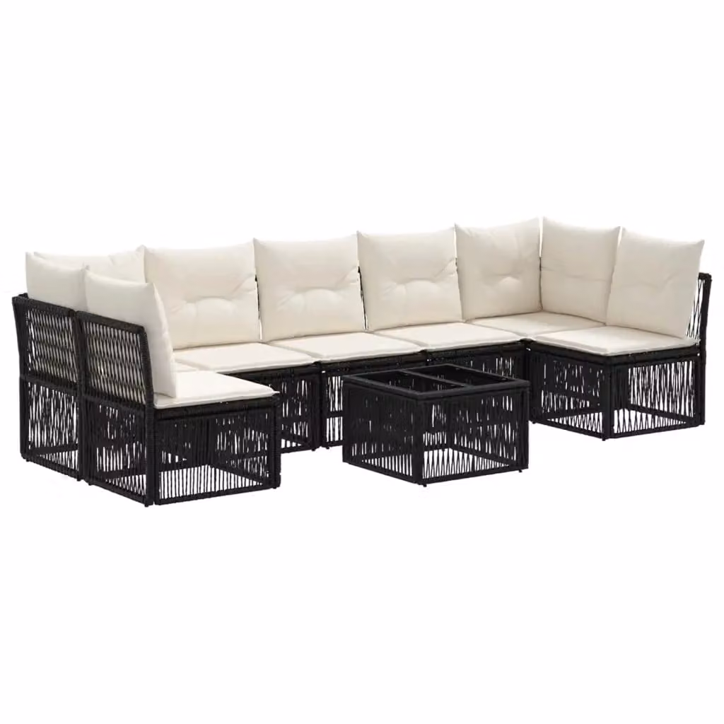 Set Divano da Giardino a L con Tavolino vidaXL, 8 Pezzi, Nero – 2
