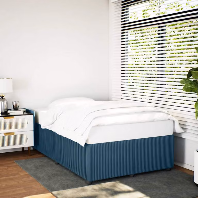 vidaXL Giroletto in Velluto Blu con Struttura in Legno e Listelli Fissi L/P/H: 120 x 190 cm