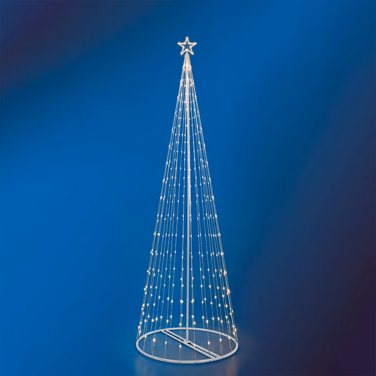 Dictrolux Albero di Natale Luminoso con 274 LED Bianco Caldo, H 200 cm, Diametro 60 cm