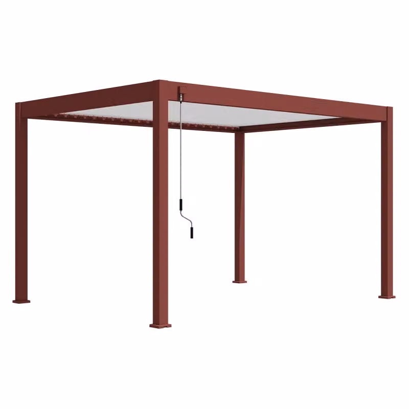 Pergola bioclimatica autoportante Ombréa® VS rossa con lame bianche 3x4 m – 2