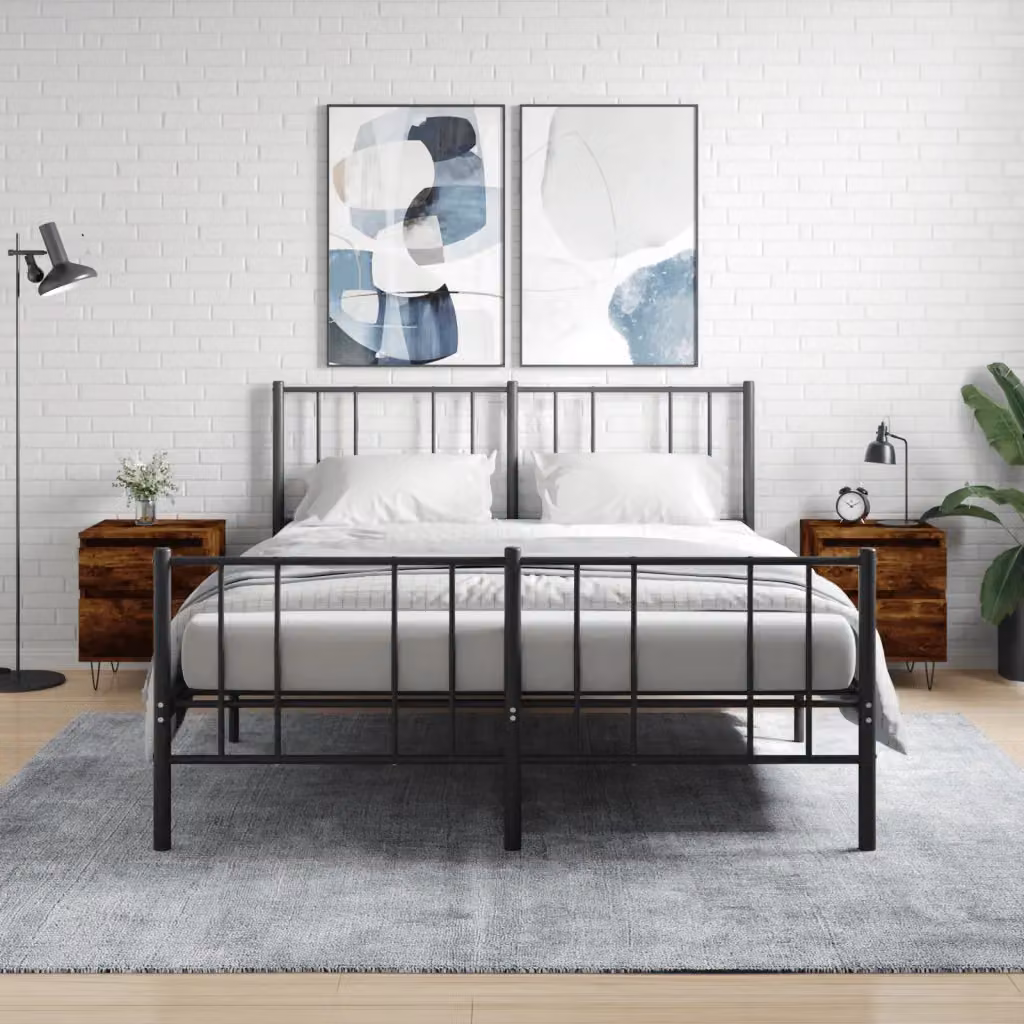 Set di 2 comodini vidaXL in legno multistrato Rovere Fumo, design moderno da parete, L 40 cm x P 35 cm x H 50 cm