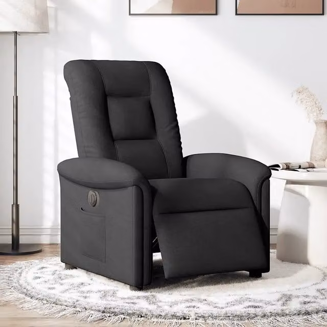 Poltrona | Sedia Relax Elettrica Reclinabile Nera in Tessuto