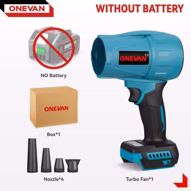 Soffiatore per foglie e neve - Soffiatore turbo a batteria - 3500 W - Motore brushless - 350 m/s - 3 livelli di potenza - Senza batteria - Compatibile con batterie da 18 V