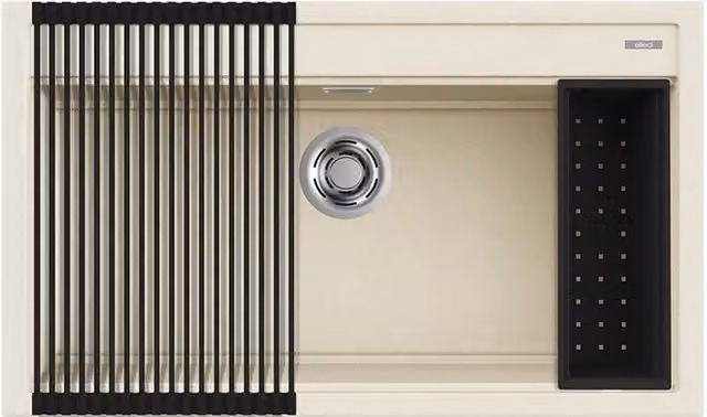 Lavello Elleci Incasso 1 vasca 86x51 Best 360 Bundle Granitek Bianco Antico LGB36062K2
