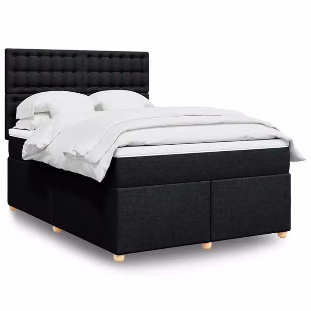 Letto Ibrido vidaXL con Giroletto a Molle e Materasso Nero e Bianco L/P/H: 160 x 200 cm