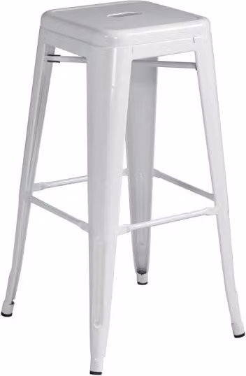 Set Di 4 Sgabelli Impilabile Lamiera Avorio Moia